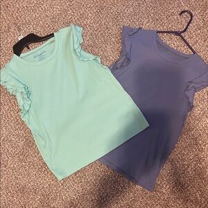 Cat & Jack Girls' Ruffle Sleeve Tops - Mint & Navy